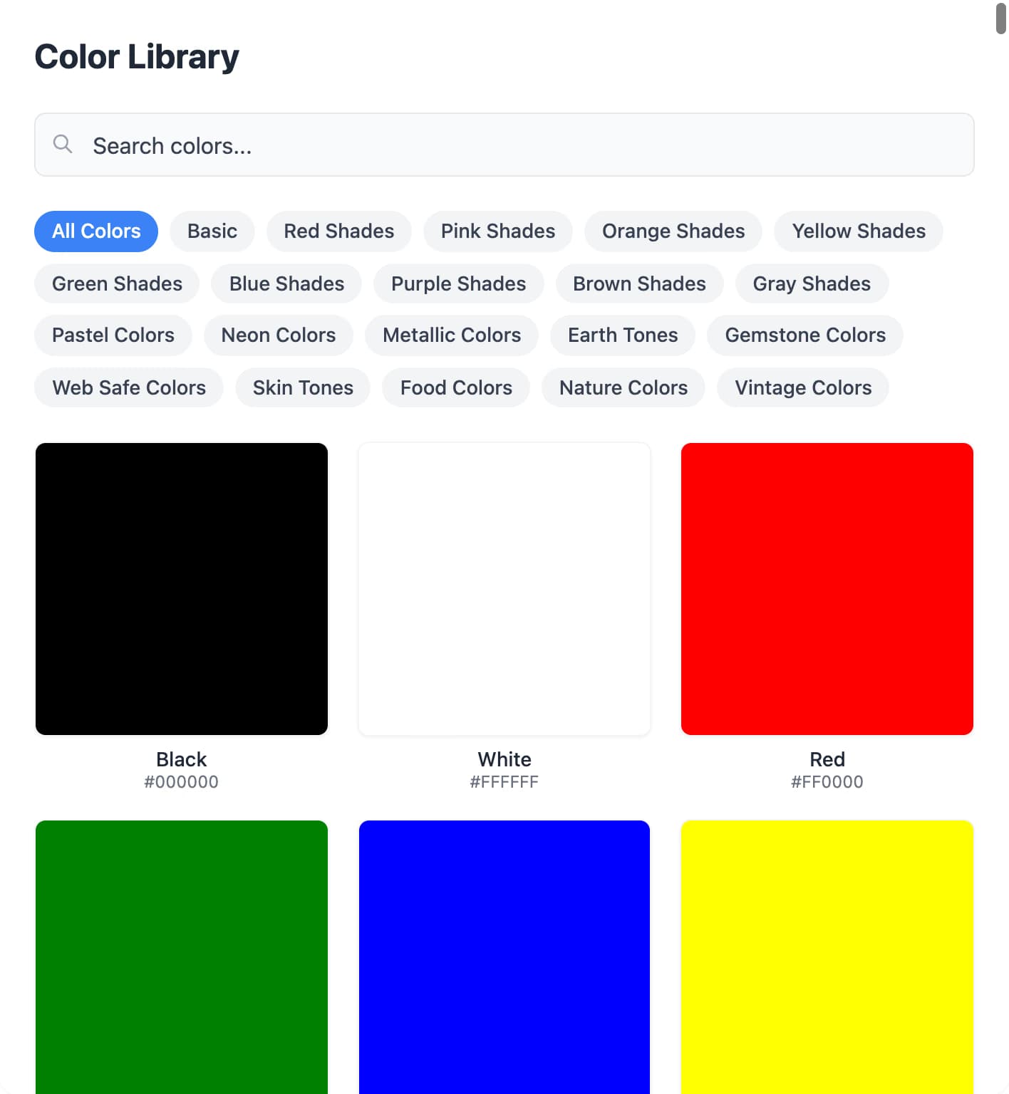 500+ Named Colors with HEX Codes & Color Groups