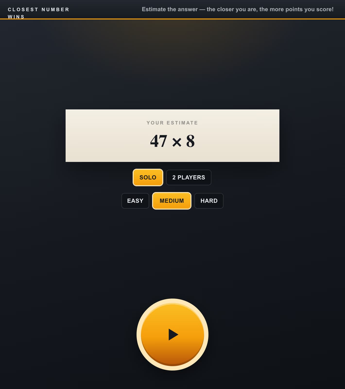 Jogo Online de Estimativa Matemática
