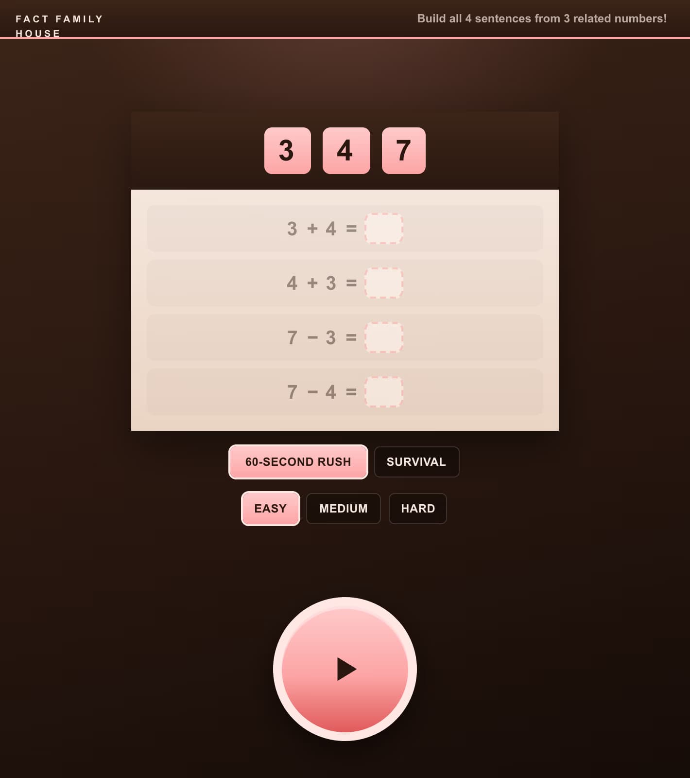 Jogo de Sentenças de Adição e Subtração