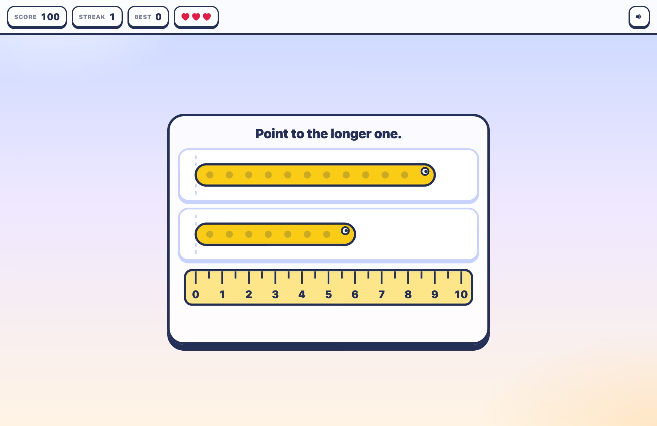 Point to the longer one