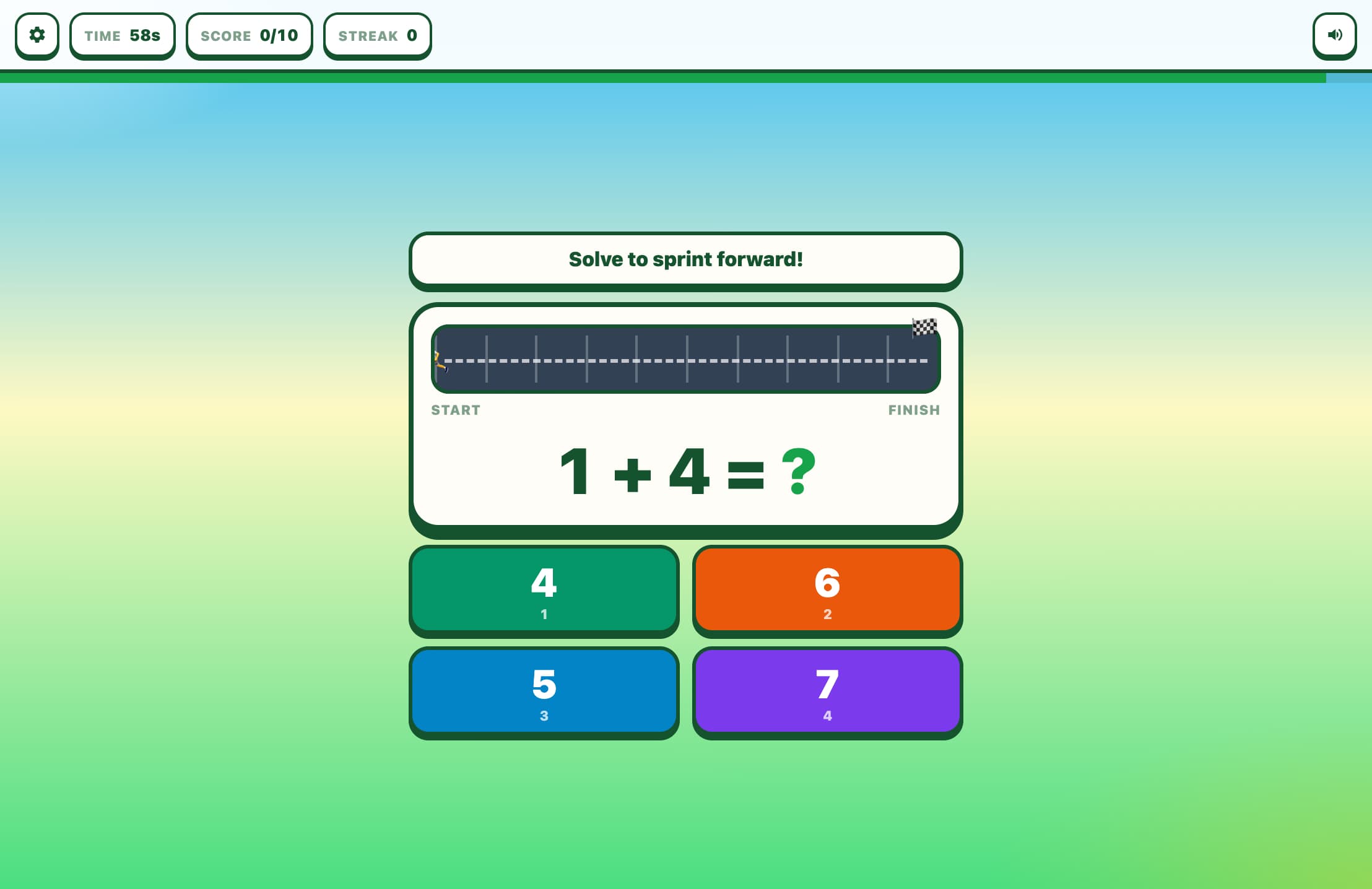 Corrida até a Linha de Chegada Jogo de Matemática