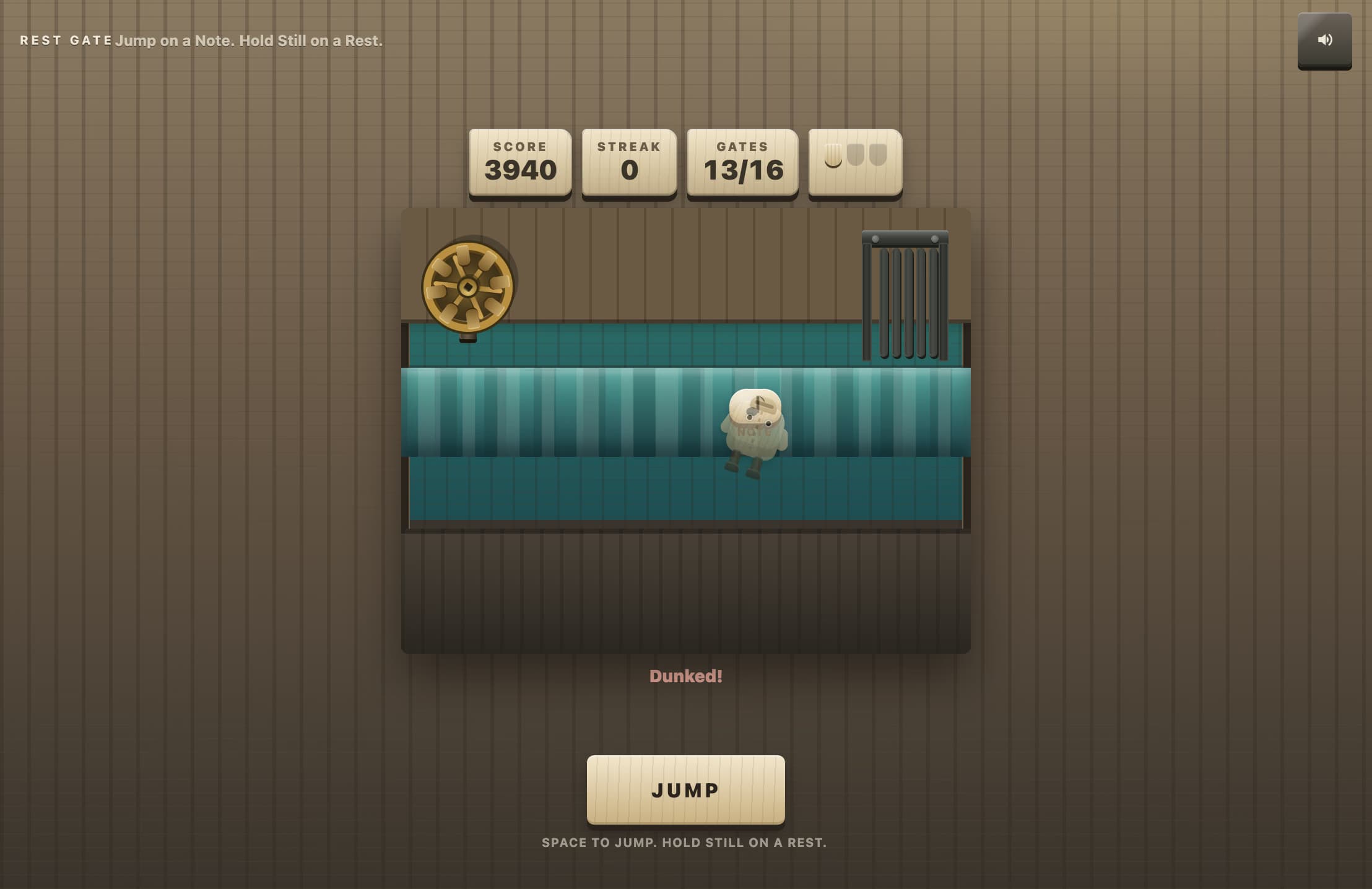Jogo de ritmo Note e Rest no moinho