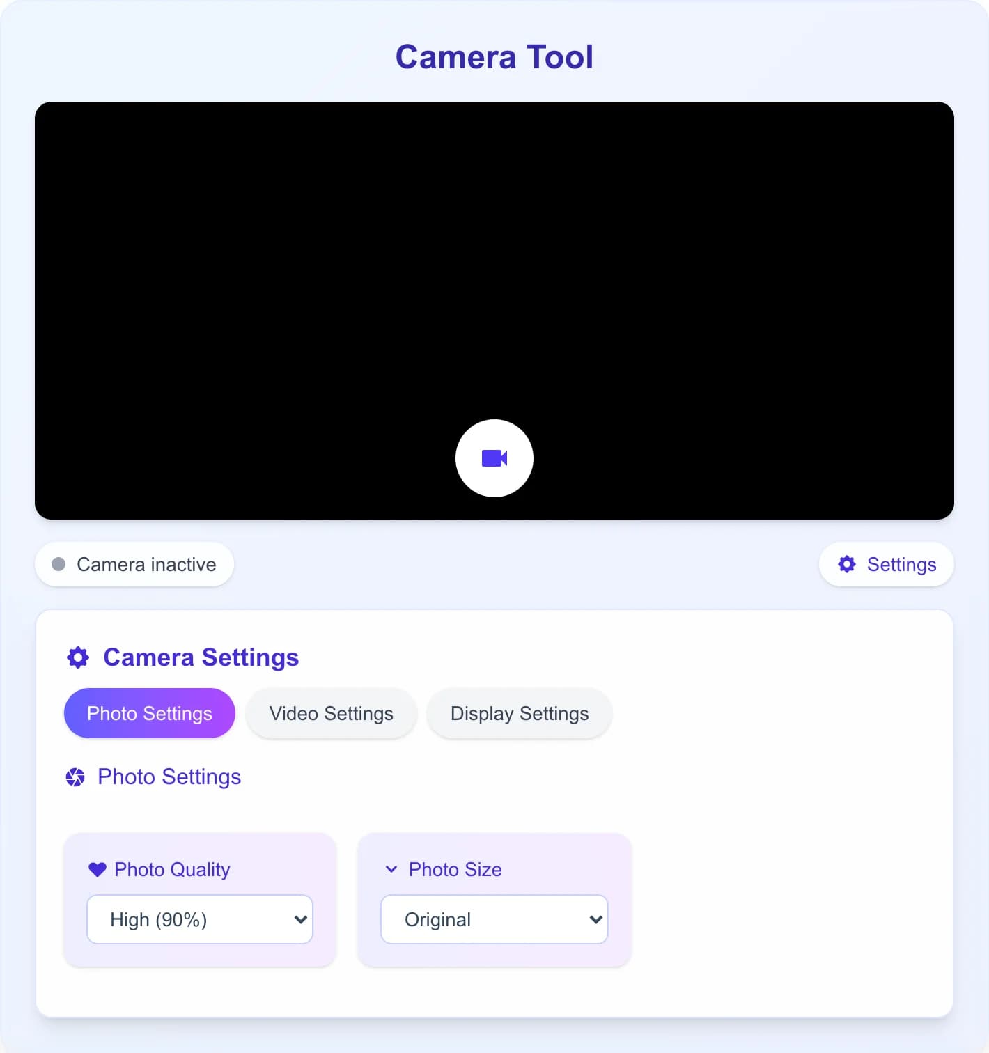 Free Online Camera Tool - Capture photos and record videos directly in your browser with our free camera t