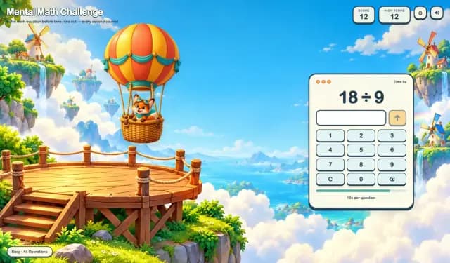 Jogo Rápido de Matemática com Pontuações Máximas
