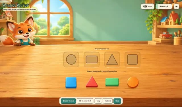 Drag and Drop Shapes Into Matching Slots