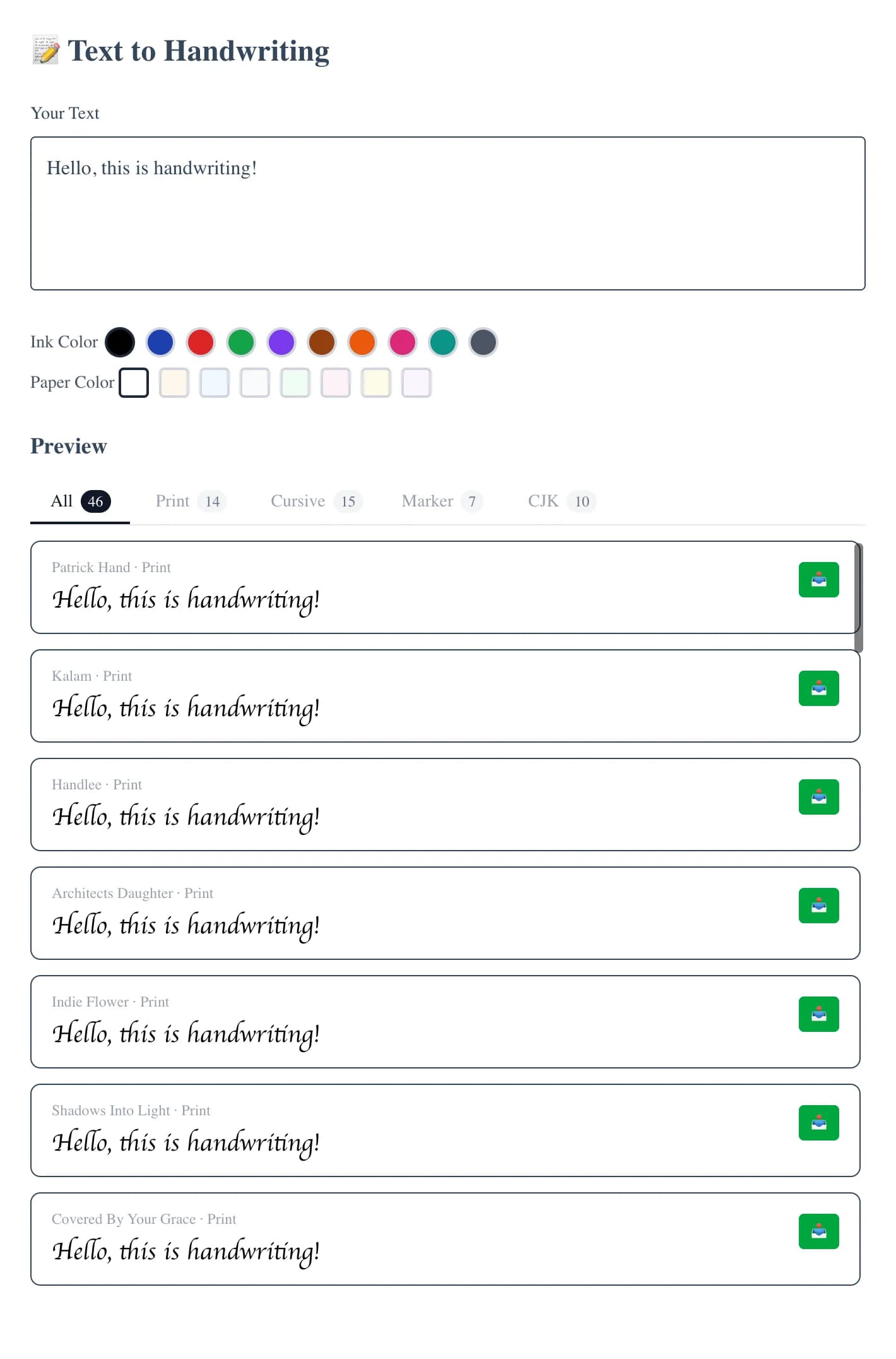 Konwerter Tekstu na Pismo Ręczne Online - Przekształć wpisany tekst w realistyczne pismo ręczne online. Wybierz spośród ró